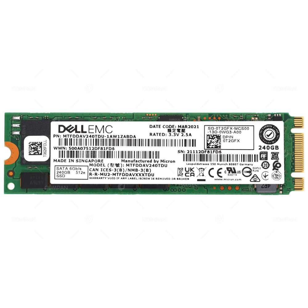 T2GFX DELL SSD 240GB M.2 6G SATA 512E 2280